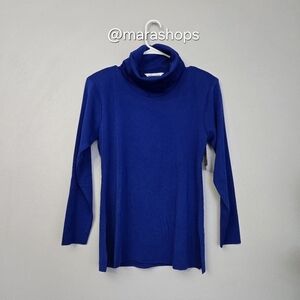 Misook Royal Blue Knit Turtleneck Top